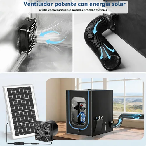 Vista 12 de Extractor solar, ventilador de ventilación de panel solar IP68 impermeable de 20 W, kit de ventilador alimentado por energía solar, ventilador