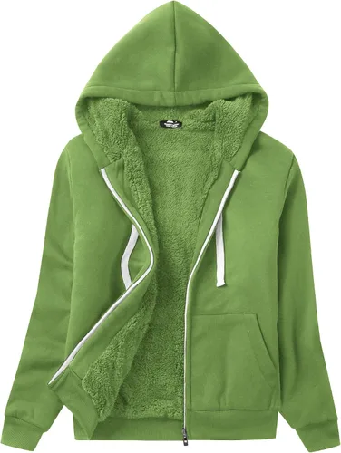 Vista 24 de SWISSWELL - Sudaderas con capucha para mujer, suéter de invierno con forro de vellón, con cremallera completa, forro de sherpa grueso Negro