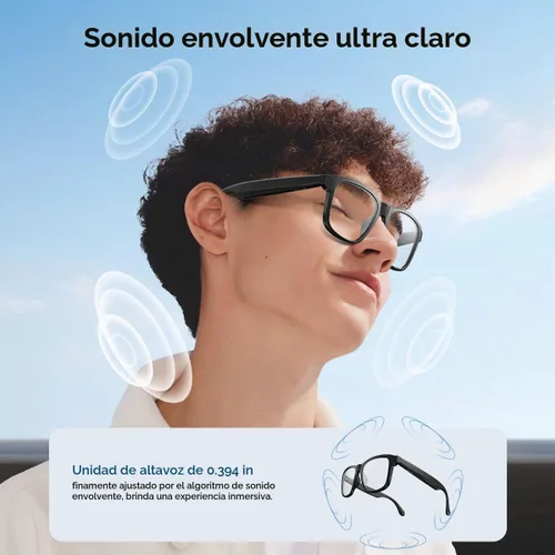 Vista 7 de Lentes inteligentes AI, lentes Bluetooth con traducción en línea de más de 140 idiomas, lentes fotocrómicas, micrófono y altavoces integrados, lente