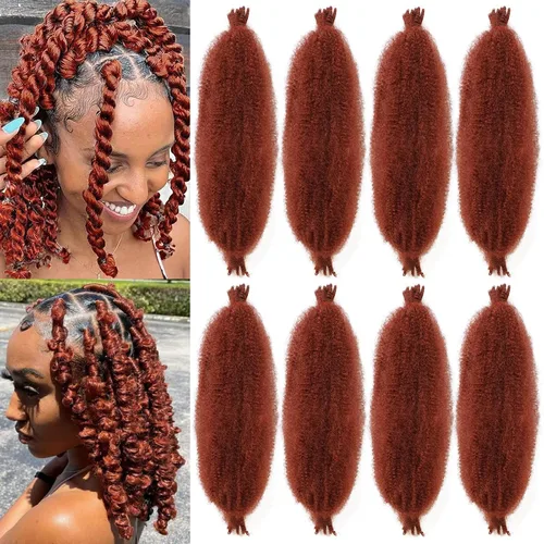 Vista 27 de Cabello de Envoltura Pre-Esponjado de 8 Pulgadas, 3 Paquetes, Cabello Afro Twist Pre-Separado Elástico para Locs, Cabello Afro Twist Negro Natural