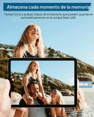 Vista 5 de Unidad flash USB de 256 GB para teléfono y almohadilla, memoria USB externa de alta velocidad para guardar más fotos y videos (azul, 256 GB)