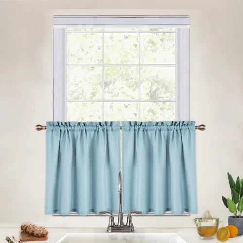 Vista 13 de CAROMIO - Cortina para cocina, cortina texturizada, cortinas para ventana de baño, varios tamaños