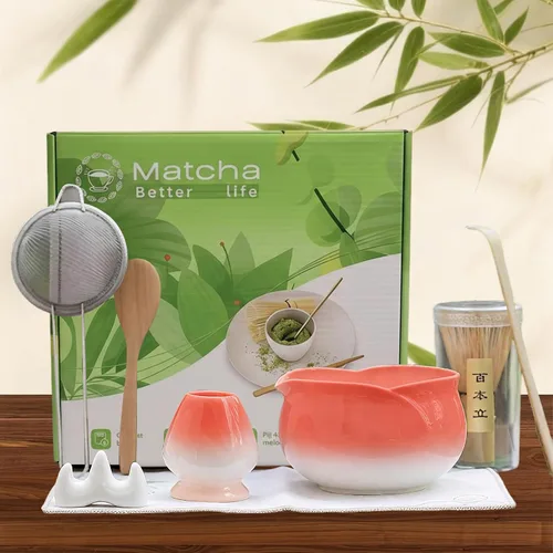 Vista 9 de Juego de 8 batidores de matcha, cuenco de bambú Chasen Matcha con boquilla, tamiz, cuchara, soporte para batidor, alfombrilla de bambú, kit completo