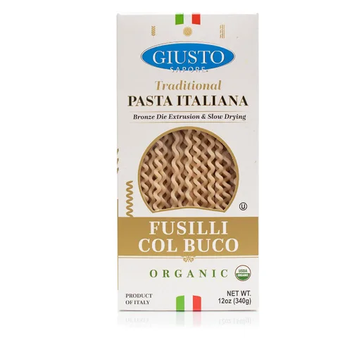 Vista 12 de Giusto Sapore Pasta italiana Bucatini artesanal importada, bronce orgánico dibujado 340G