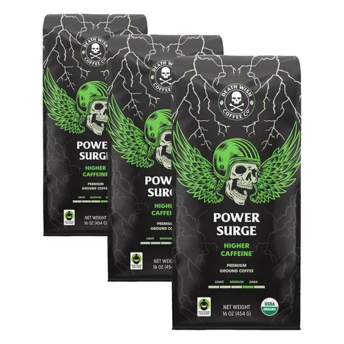 Vista 19 de Death Wish Coffee - Café molido orgánico de tostado medio, paquete de 6 Fair Trade Arabica & Robusta, Stone Fruit Caramel & Roasted Nut Notes