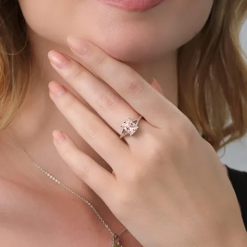 Vista 90 de Gem Stone King Anillo de compromiso solitario con diseño clásico de vástago dividido para mujer, plata de ley 925, piedra natal de piedra preciosa