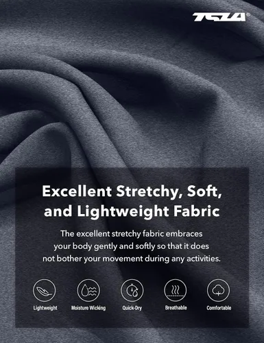 Vista 4 de TSLA Pantalones deportivos de senderismo para hombre, elásticos, pantalones rectos, pantalones deportivos ligeros con bolsillos laterales