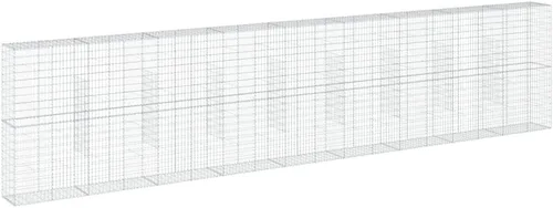 Vista 26 de vidaXL Cesta de gavión con tapa, 39.4 x 19.7 x 39.4 pulgadas, hierro galvanizado rectangular, resistente a la intemperie, montaje sin herramientas