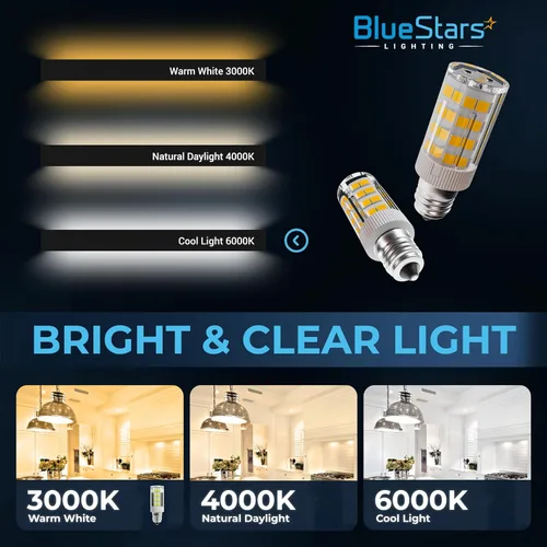Vista 4 de BlueStars WE05X20431 Bombilla LED para tambor de secadora 3.5W 120V E12 Base de candelabro 3000K blanco cálido - Para GE Whirlpool Kenmore