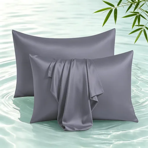 Vista 18 de Fundas de almohada de viscosa de bambú con cremallera, tamaño estándar, 2 Beige