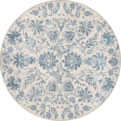 Vista 34 de jinchan Lima - Alfombra simétrica floral geométrica lavable, alfombra de entrada de medio círculo de 2 x 3, alfombra de media luna, suave y Azul