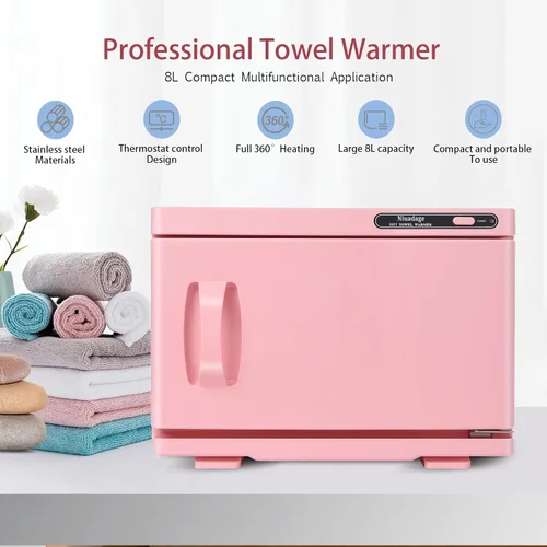 Vista 6 de Calentador de toallas calientes de 8 litros, calentador de toallas faciales y de spa, recalentamiento automático, perfecto para esteticistas