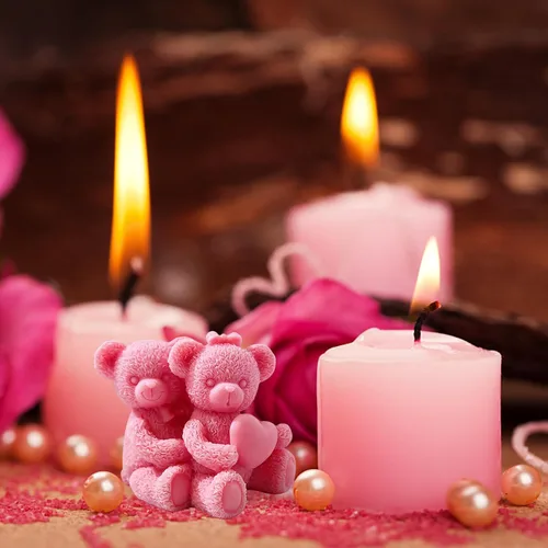 Vista 3 de Molde de vela de oso para hacer velas, molde de silicona 3D para el día de San Valentín para fundición de resina, bricolaje de yeso, arcilla Pareja
