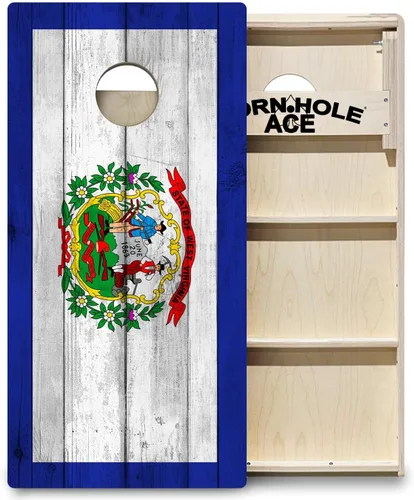 Vista 10 de CornholeAce ACE PRO State Flags Professional Cornhole Boards - No Bounce! Triple Wide Legs, 3/4" Baltic Birch Plywood, Handles, Regulation Size Texas