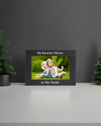 Vista 2 de CustomGiftsNow Marco de fotos de aluminio anodizado personalizado para colgar o mesa, personalizable, para añadir tu texto, 4 x 6 pulgadas