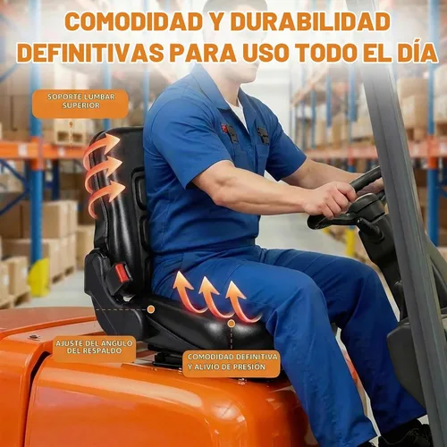 Vista 2 de SEATIN Asiento universal de carretilla elevadora, asiento de tractor, con micro interruptor y cinturón de seguridad, para tractor, cortacésped