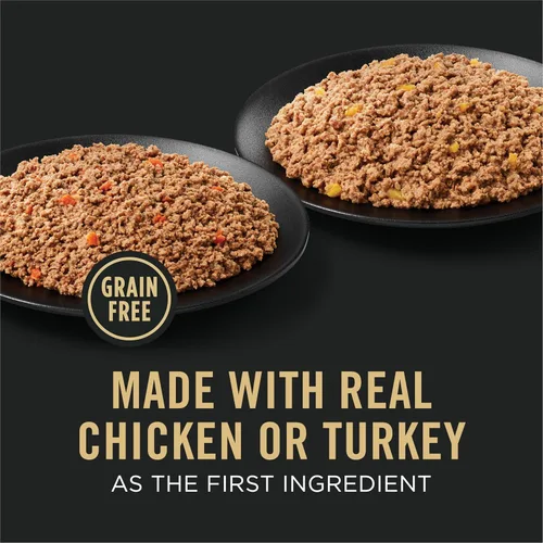 Vista 3 de Purina Pro Plan Alimento húmedo para perros, sin granos, paquete surtido de Esenciales Completos, platos principales de pollo y zanahorias y de pavo