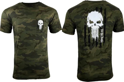 Vista 2 de Howitzer Style Camiseta para hombre Skull Freedom Flag Military Grunt MFG