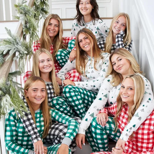 Vista 4 de HonestBaby - Pijamas navideñas a juego para la familia, de algodón 100% orgánico, para hombres, mujeres, niños, bebés, niñas, mascotas