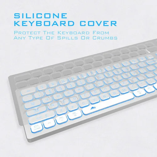 Vista 9 de POWZAN Teclado de Aluminio Silencioso con Cable Retroiluminado - Tecla Chiclet Delgada Compatible con Apple iMac, MacBook, Mac y PC, Teclado USB