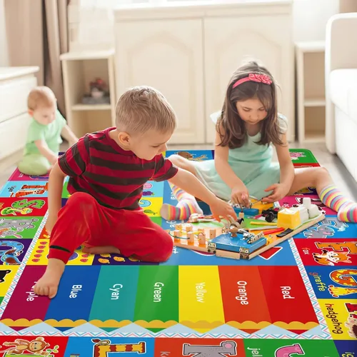 Vista 6 de Alfombra infantil para sala de juegos, alfombra educativa ABC, alfombra suave antideslizante para bebé, alfombra de juego para bebé, alfombra