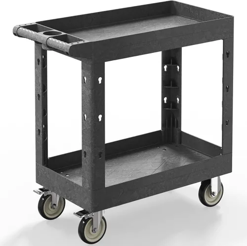 Vista 12 de Carrito utilitario con ruedas, carrito de servicio rodante de capacidad de 1000 libras, carros de trabajo de 34 x 17 pulgadas, carrito
