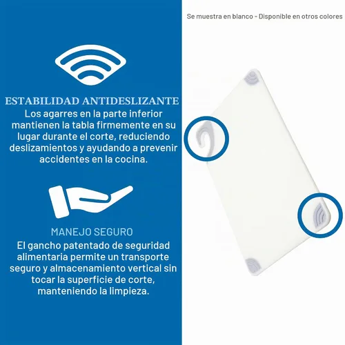 Vista 3 de San Jamar Saf-T-Grip Co-Polymer colección de tabla de cortar, Azul, 1