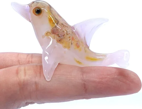 Vista 7 de Figuras artísticas de cristal soplado a mano en miniatura de delfín, animales marinos, océano, regalo coleccionable para decoración del hogar