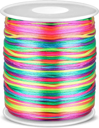 Vista 10 de anezus - Cordón de satén de nailon negro, cordón de nailon negro sedoso para pulseras trenzadas, collares colgantes, llaveros de macramé, cordones