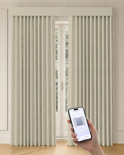 Vista 22 de Graywind Cortinas motorizadas con riel, cortinas inteligentes para oscurecer la habitación, cortinas cableadas compatibles con control remoto Alexa