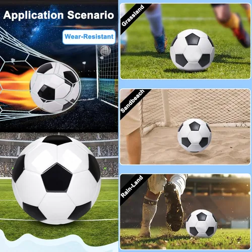 Vista 5 de Paquete de 6 pelotas de fútbol clásicas tamaño 5, pelota de entrenamiento de fútbol, práctica de competencia, pelotas de fútbol con bomba de pelota