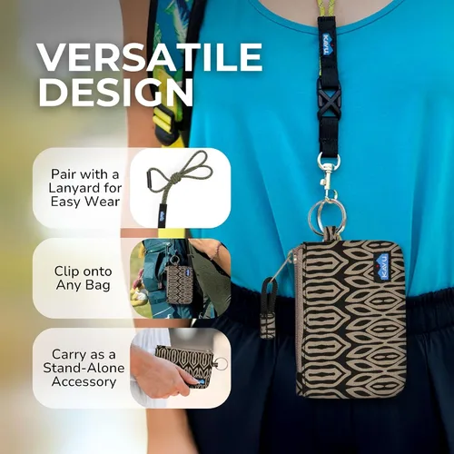 Vista 52 de KAVU Stirling Cartera delgada de lona de algodón con cremallera de doble cara