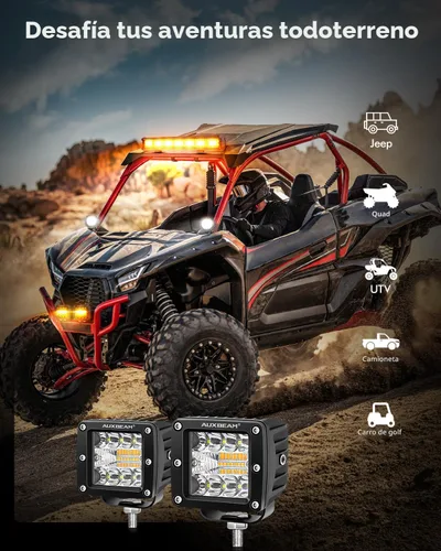 Vista 6 de Auxbeam Cubo luz LED ámbar de 3 pulgadas, 72 W todoterreno, 6 modos dos colores, estroboscópica antiniebla de conducción penetración e inundación