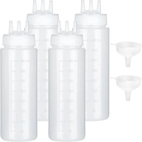 Vista 11 de Botella exprimible de 3 agujeros para salsas, botellas de condimento de plástico exprimibles para dispensadores de salsa de tomate para salsa