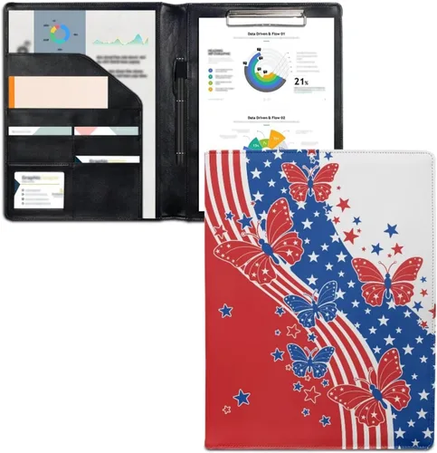 Vista 13 de Dreaweet Carpeta de cuero personalizable para mujeres y hombres, añade tu nombre/logo/imagen a la carpeta de portafolio para documentos