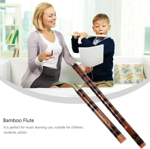 Vista 8 de Flauta de bambú para principiantes, flauta de bambú china con caja de almacenamiento, instrumento musical tradicional (tecla C)