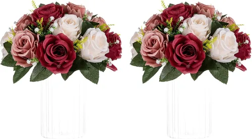 Vista 56 de NUPTIO Rosas Artificiales Negras Flores: Ramo de Flores Falsas Decoraciones de Halloween - 15 Cabezas Centros de Mesa de Rosas Artificiales con Base