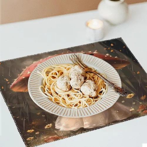 Vista 6 de Lady Squirrel with Umbrella Placemats Set of 6 Resistant Table Mats Washable Place Mats for Dinner Party Table Decoration