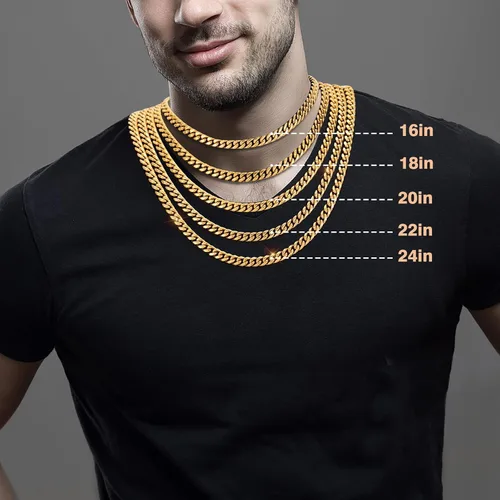 Vista 4 de Collar de cadena de eslabones cubanos para hombres, niños y mujeres, 0.315 pulgadas de ancho, 161820202224 pulgadas de longitud, collar de cadena