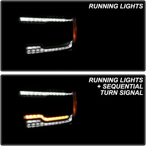 Vista 8 de ACANII - Para [tipo halógeno] 2019-2022 Ram 1500 Tubo LED Negro Señal secuencial LED Dual Proyector Faros Faros Faros