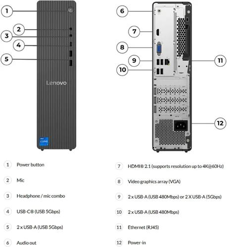 Vista 3 de Lenovo IdeaCentre Liter Tower - Computadora de escritorio • Procesador Intel Core i7-14700 de 20 núcleos • DDR5 de 16 GB • SSD de 1 TB • Office 365