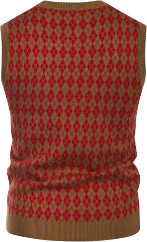 Vista 3 de PJ PAUL JONES Chaleco casual de rombos con cuello en V, sin mangas, para hombre