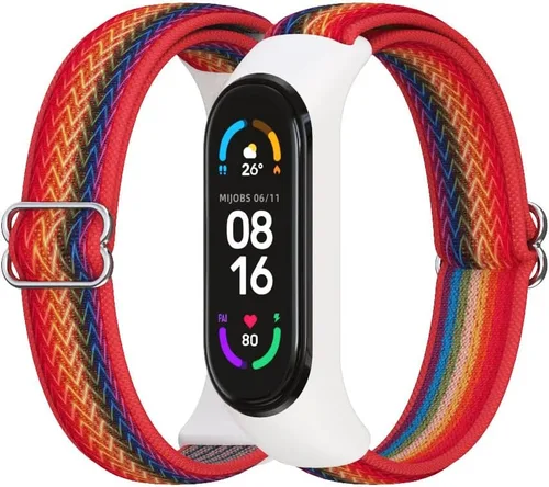 Vista 7 de CYTSH Correa de reloj para Mi Band 6 Correa elástica ajustable de nailon trenzado Miband 6 Miband 5 Pulsera 5 6 Correa de reloj 2 piezas