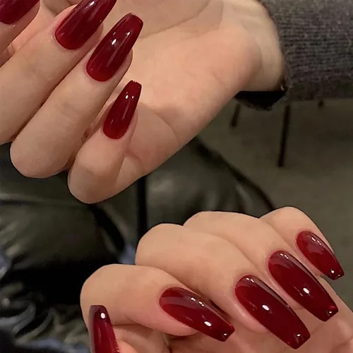 Vista 23 de MISUD Uñas Postizas - Uñas Largas Forma Ataúd con Pegamento en Negro Gótico, Diseño Acrílico Gótico de Rosa 24 piezas 01701-00Negro