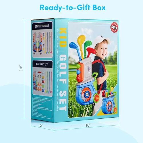 Vista 7 de PJG Juego de golf para niños pequeños, palos de golf de plástico para niños de 1, 2, 3, 4, 5 años con 4 palos de golf y 10 pelotas, juguetes de golf