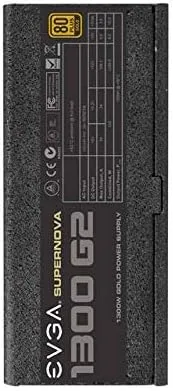 Vista 4 de EVGA Supernova 1300 G2 - Fuente de alimentación interna de 110 V CA, entrada de 220 V CA, 3,3 V CC @ 24 A, 5 V CC @ 24 A, 12 V CC @ 108,3 A, -12 V