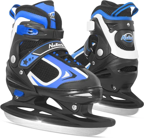 Vista 10 de Nattork Patines de hielo para niños, niños y niñas, patines ajustables de hockey con cordones, acolchado suave y soporte de tobillo reforzado