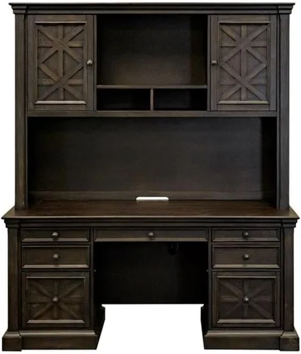 Vista 4 de Martin Furniture 66" W Madera Hutch con Puertas Almacenamiento de Oficina en Marrón Oscuro
