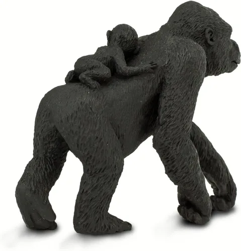 Vista 3 de Safari Ltd. Figura de gorila de las tierras bajas con bebé, figura realista de vida silvestre de 4.1 pulgadas, juguete educativo para niños, niñas