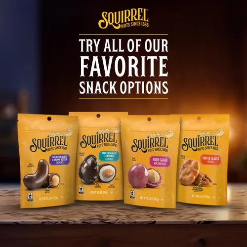 Vista 6 de Squirrel Brand Anacardos de chocolate con leche y mantequilla dorada, 3.5 onzas, bolsa resellable, sin gluten, aperitivos para adultos y niños